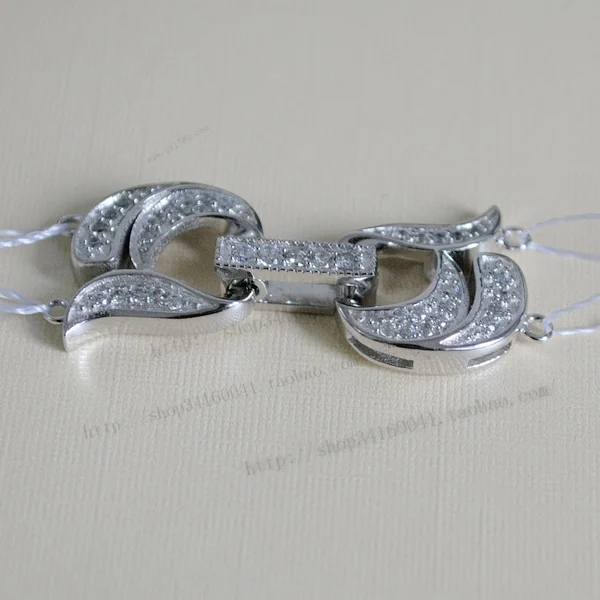 925 silver quality double row pearl font b necklace b font clasp font b diamond b
