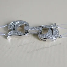 925 silver quality double row pearl necklace clasp diamond zircon 2 bracelet necklace clasp