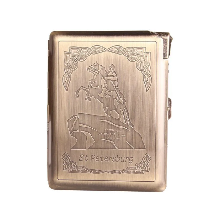 

Free Shipping Metal Cigarette Case Dual Use Gas Lighter Cigarette box