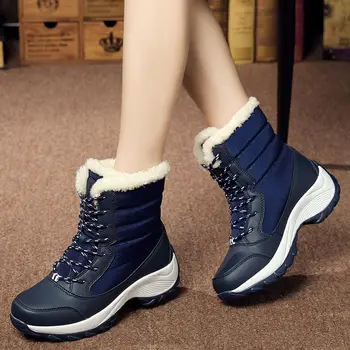 

Waterproof plush winter snow boots women shoes platform winter shoes woman non-slip lace-up ankle women boots ladies shoes
