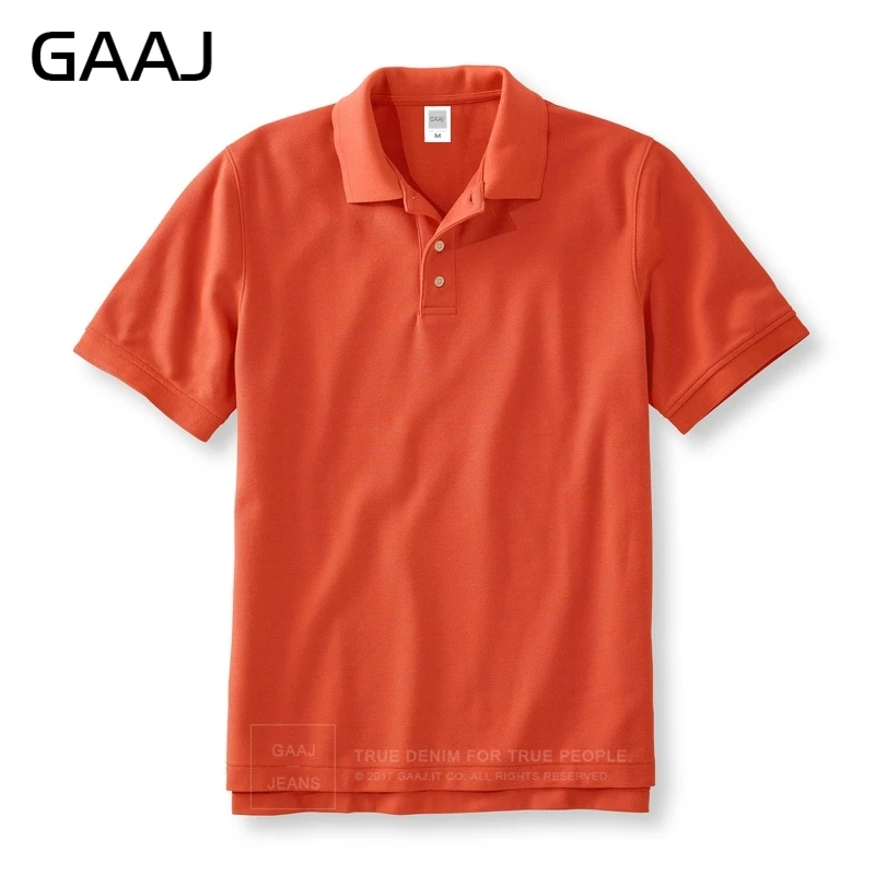 GAAJ Polo, мужская рубашка из 100 хлопка, высокое качество, однотонная одежда с воротником, американский гольф, известный бренд, рубашка поло для мужчин и женщин, унисекс, Summe - Цвет: Orange