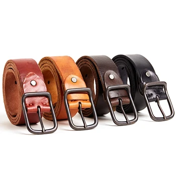 

5PCS / LOT SINGYOU Vintage Classic Good Cowskin Belt for Men Casual Jeans Waist Strap Male Solid Color Wide Waistband