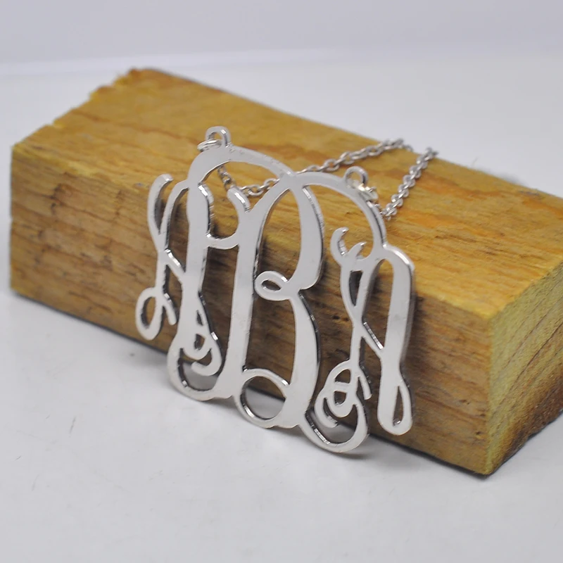 Wholesale Personalized Monogram Necklace Custom Silver Nameplate