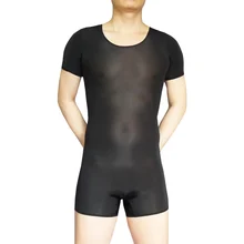 New arrival ultra-thin male bodysuit body shaping bodysuit male waist abdomen drawing a chip short-sleeve sexy tights