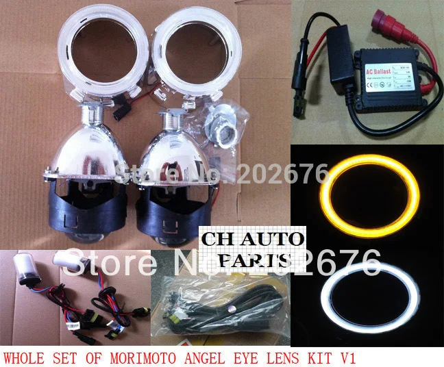  DLAND WHOLE SET LED ANGEL EYE MINI HID BI-XENON PROJECTOR LENS KIT H1 35W 12V AC HID KIT H4 HARNESS - 1692585835