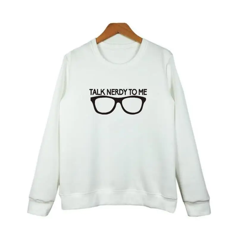 

Hoodies Students Autumn Casual Women Tracksuit Talk Nerdy To Me Funny Letters Sweatshirt Black and White Pullover