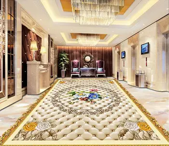 

Distinguished high definiti Euporean pattern 3d floor self adhesive wallpaper Custom 3d flooring Pattern flower photo wall mural