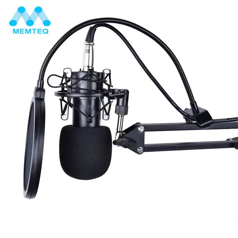 

MEMTEQ Professional Wired Condenser Microphone NW700 Sound Podcast Studio Mic With Arm Stand Microphone For Computer Table Radio