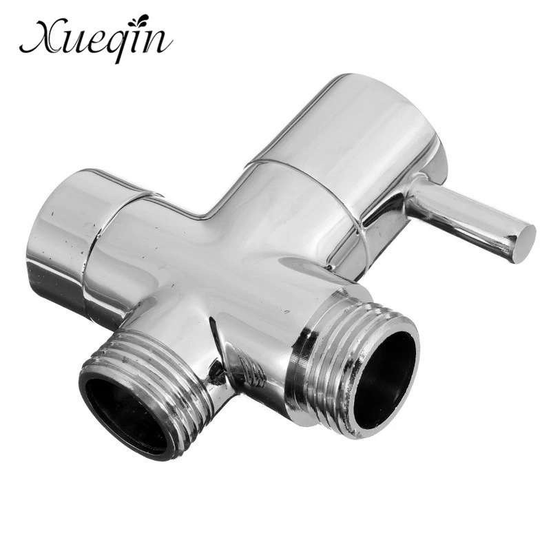 Xueqin Brass 1/2" Bathroom Shower Faucet Tee Connector Chrome Plated 3 Way Diverter Toilet Bidet