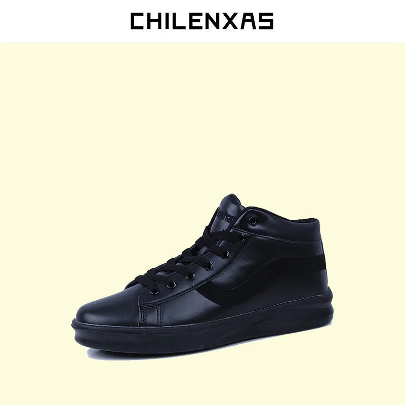 

CHILENXAS 2017 Spring Autumn Leather Shoes Men Casual Height Increasing Solid Breathable Lace-up Light Waterproof New Fashion