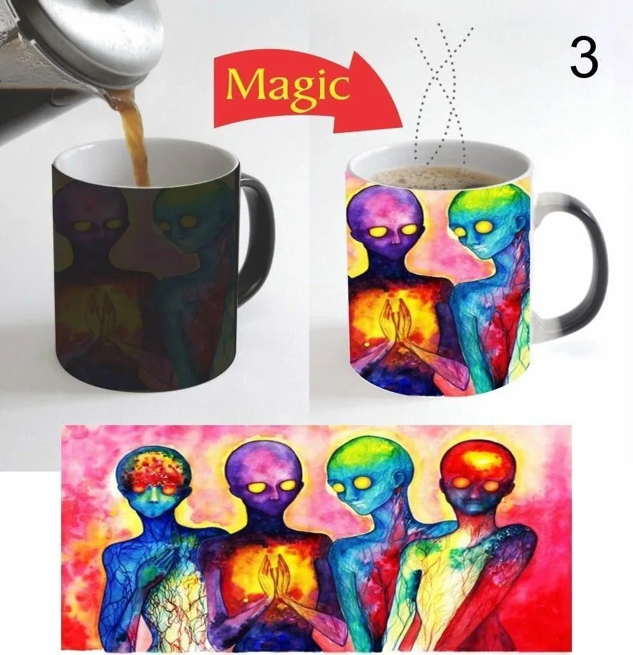 

Scary Alien Aliens Color Change Magic Coffee Mug 11 Oz Spooky Halloween Gift - 3