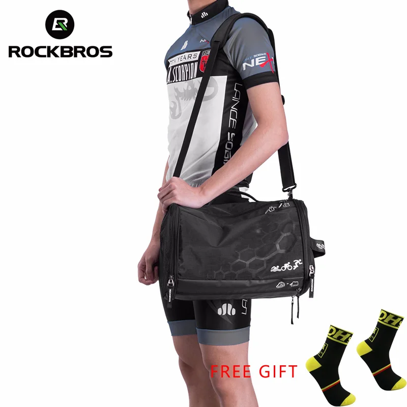 

ROCKBROS Cycling Triathlon Gym Race Bag With Rain Cover Waterproof Training Fitness Sports Bag Big Capacity Backpack Handbag