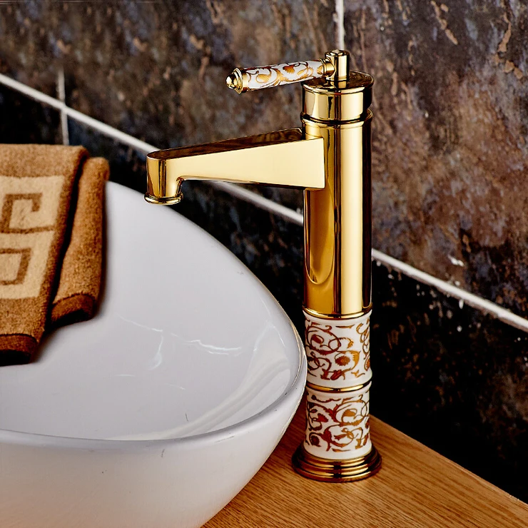 L16160 High Quality Deck Mounted Bathroom Gold Color Faucetin