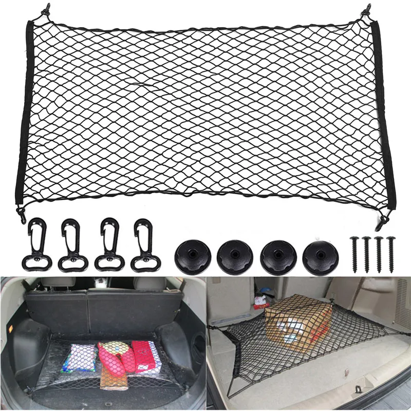 120x60cm Black Polyester Elastic Mesh Net Automobile Trunk Luggage