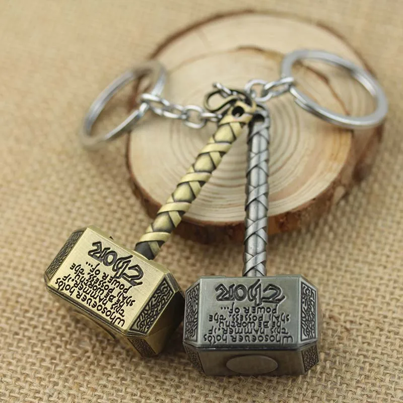 

2 Colors Key Chains Accessory Thor Hammer Type Metal KeyChain For Avengers Mjolnir Figure