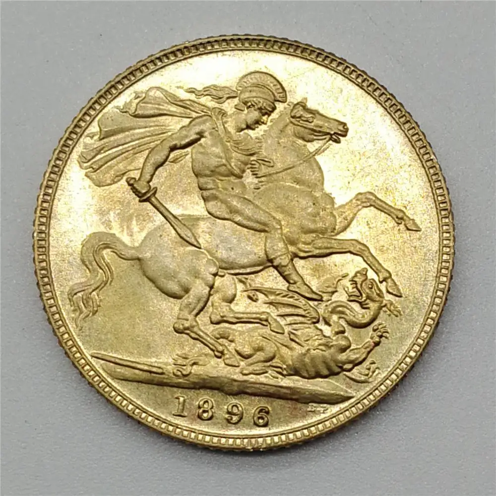 1896 великие английские золотые монеты королева рыцарь Виктории Верховная медная