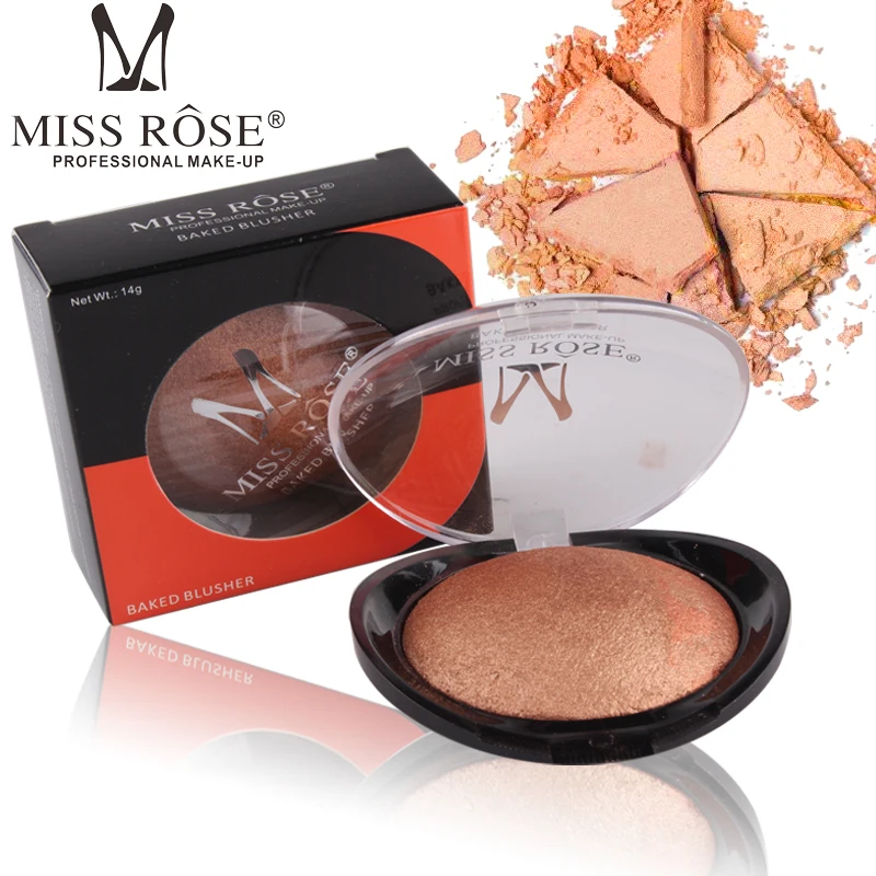 

MISS ROSE Brand 6 color baking powder blush easy to color bright black transparent cover plastic shell baking powder rouge