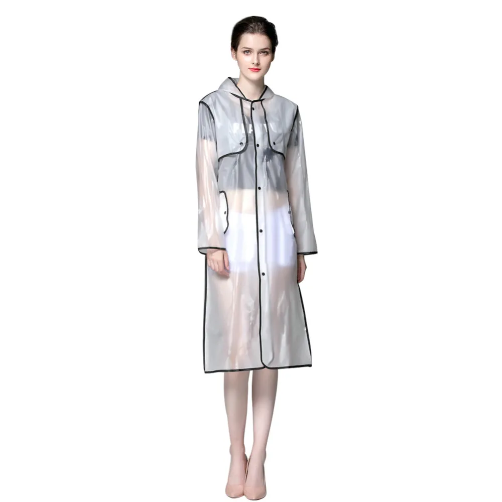 

EVA Women Raincoat Thickened Clear Waterproof Rain Coat Women Clear Transparent Camping Waterproof Rainwear Suit
