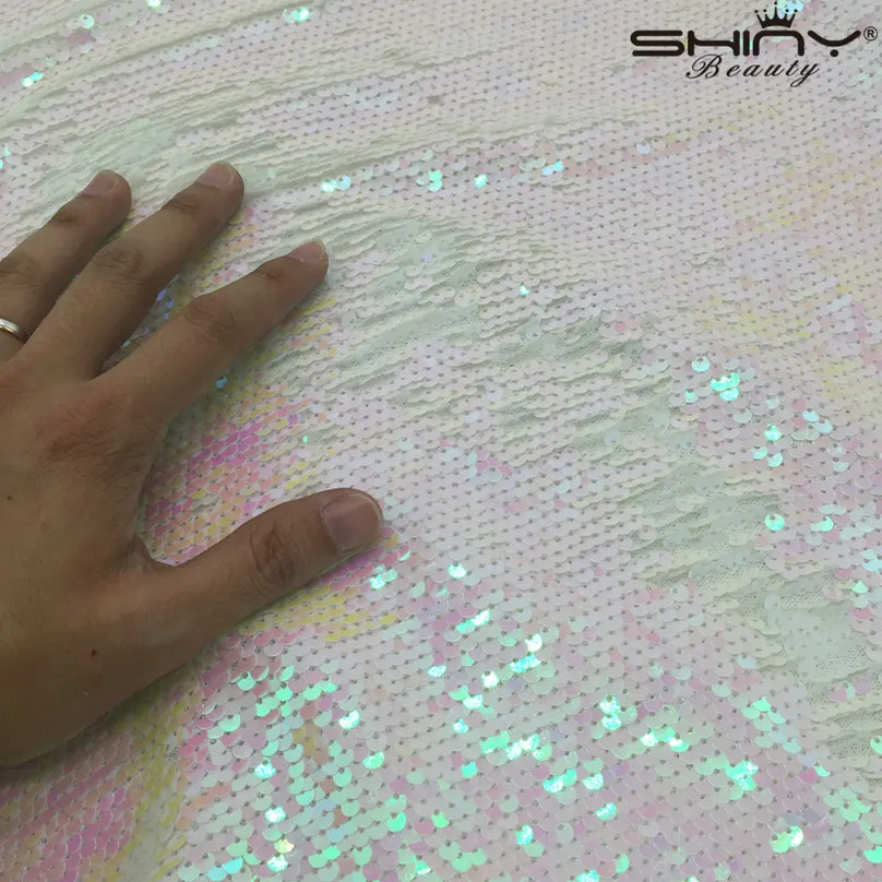 

ShinyBeauty Reversible 10FTSequin Photography Backdrop Changed White-Mermaid Fish Scale Sequin Curtain for Decorations-300x300cm