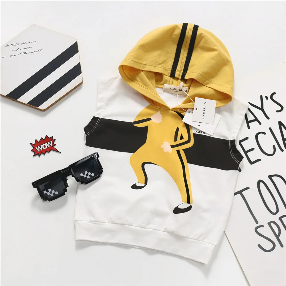 

Children Tops Cotton Hooded Pullover Baby t-Shirt Short Sleeve Fashion Summer 2019 Character Kungfu Online Kids t-Shirt