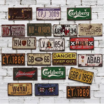 

Retro english creative license plate home cafe wall decoration painting iron painting bar industrial style hanging painting