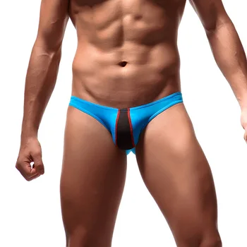 

Men's Briefs Ultra-thin Ice Silk Breathable Underwear See Through Male Briefs Plus Size Gay Bugle Pouch Patchwork Panties M-2XL