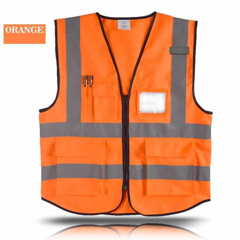 Высокая видимость ночной защиты одежда светоотражающий сигнальный жилет, Мужская Рабочая одежда светофор/очиститель/рефл - Цвет: ORANGE