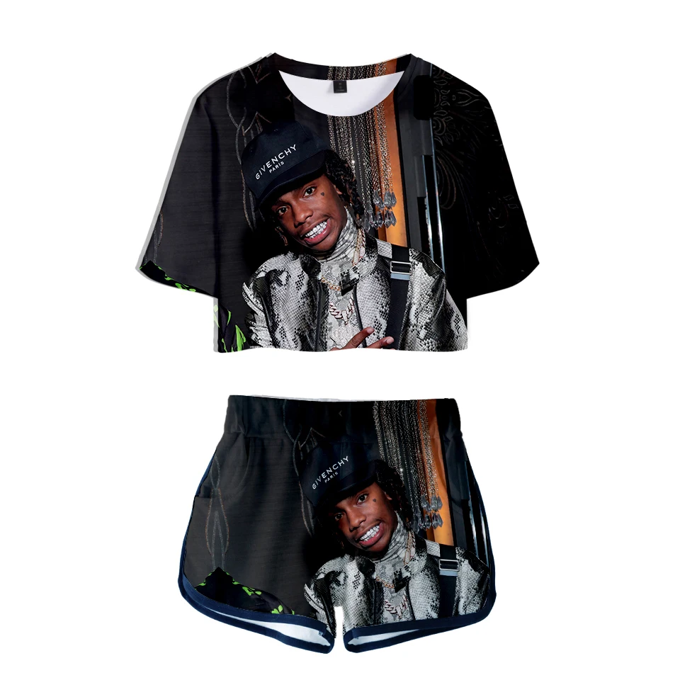 

Hot Sale Casual Crop Tops 3D YNW Melly singer I AM YOU Shorts And T-shirt Women Clothes 2019 Harajuku Tops HipHop Kpop Plus size