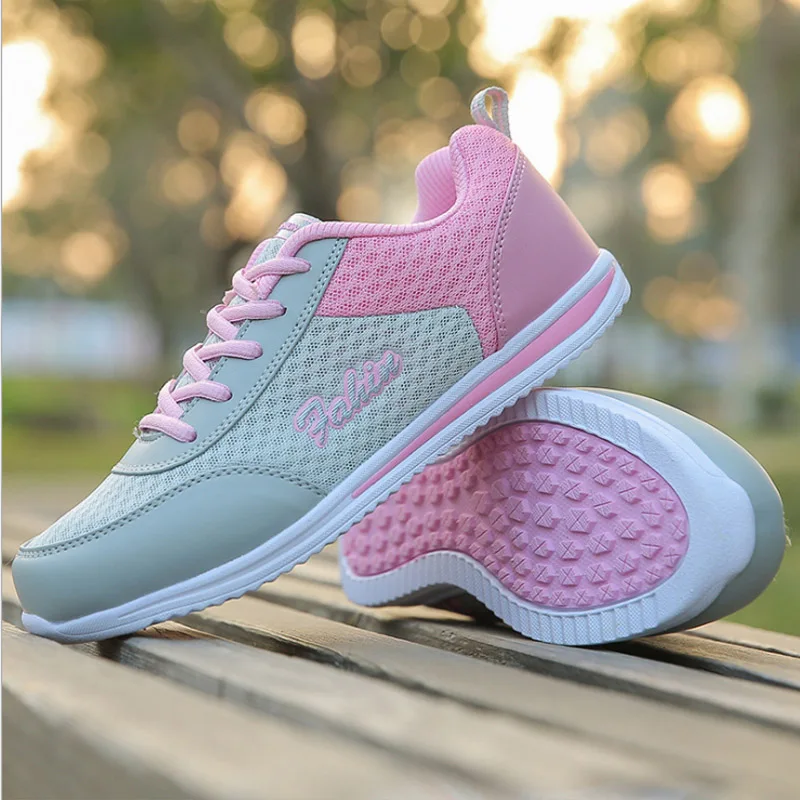 Womens Light Sneakers Lifestyle PU Mesh upper EVA Lightweight lace up Running Shoes woman Soft comfortable neat trainers girl