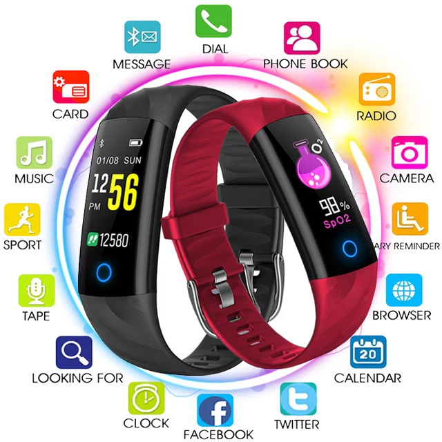 

2019 Sport Smart Bracelet IP68 Waterproof Color Screen Smart Band Heart Rate Blood Pressure oxygen Pedometer Activity Tracker
