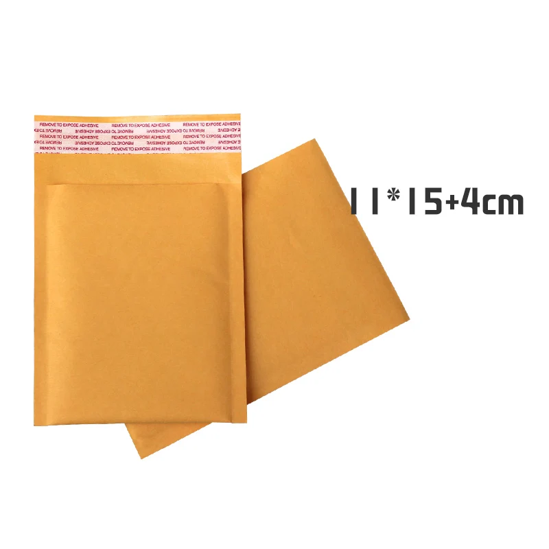 

100pcs/lot 11cm*15cm+4cm Yellow Kraft Bubble Bag