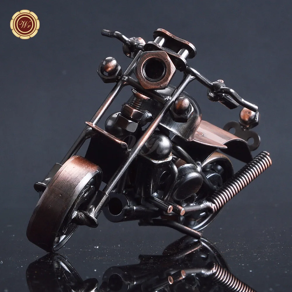 Image Pure Handmade Iron Motorcycle Model Metal Art Motor Ornaments Antique Motorbike Model Best Home Office Bar KTV Decor