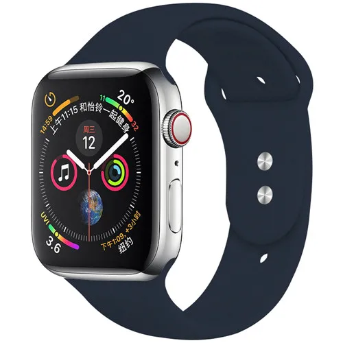 Силиконовый ремешок для наручных часов Apple Watch, версии Apple watch 4 полосным 44 мм 40 мм 5 3 наручных часов iwatch, ремешок 42 мм, 38 мм, версия браслет ремешок для часов аксессуар - Цвет ремешка: midnight blue  3