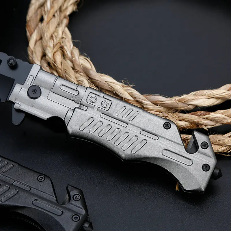 tactical folding knife aluminum handle outdoor camping hunting survival rescue pocket edc tools  (8)