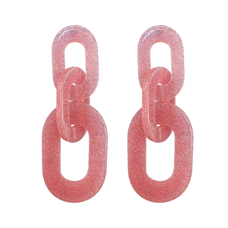 

FishPeach Geometric Long Chain Link Glitter Acrylic Earrings For Women Exaggerated Statement Dangle Earring Jewelry Accessories