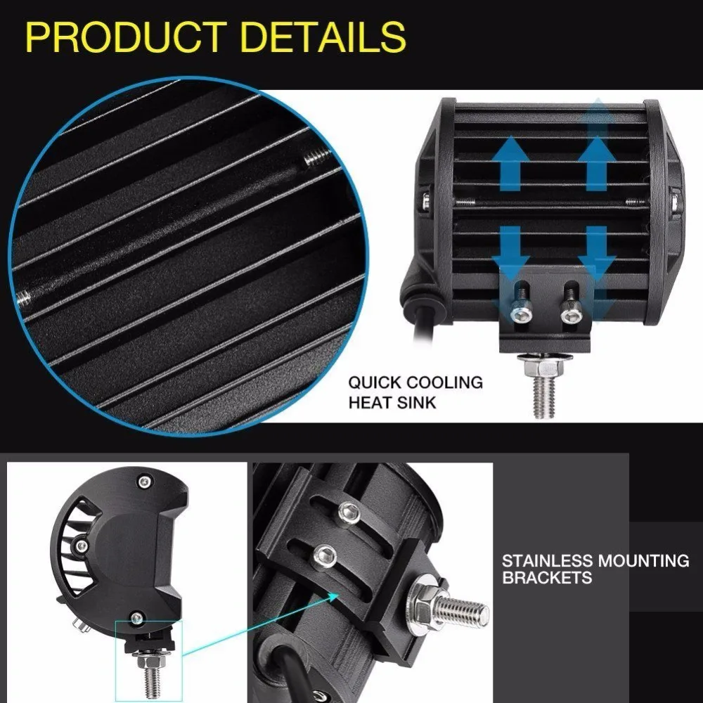 2 шт. 4 20-дюймовая световая панель точечный прожектор комбинированный луч с нагрузкой рабочий свет 120 Вт Тройной Ряд светодиодные кубики для вождения Противотуманные фары Водонепроницаемый для внедорожника