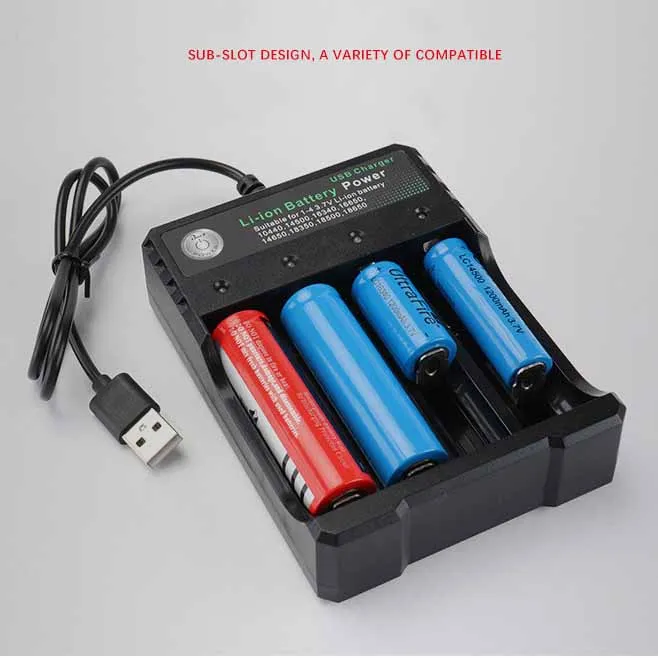 

3.7V 18650 Charger Li-ion battery 4 slots USB independent charging portable electronic cigarette 18350 16340 battery charger