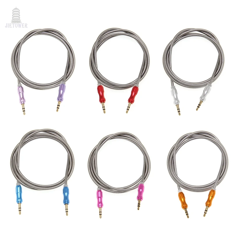 500pcs Aux Cable Speaker Wire 3 5mm Jack sliver ring matel Audio Cable For Car Headphone Adapter Jack 3 5 For MP3 MP4 wholesale