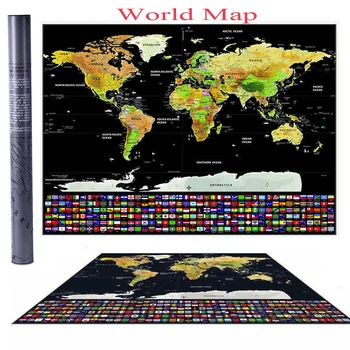 

Scratch off Journal World Map Personalized Travel Atlas Poster with country Flags 42*30CM