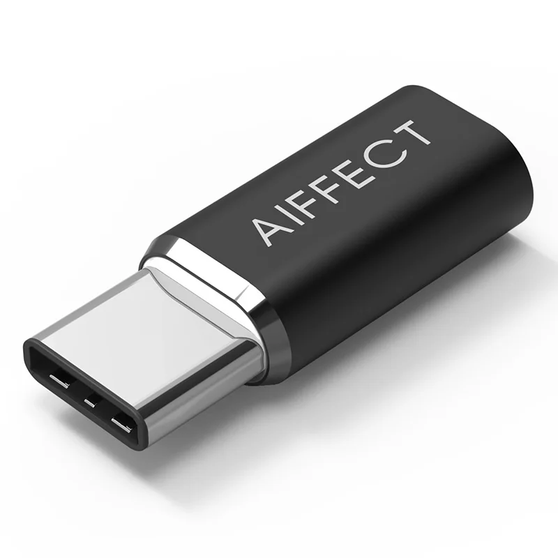 AIFFECT type C адаптер для Micro USB адаптер type-C к Micro B конвертер для мобильных телефонов ноутбуков планшетов - Цвет: Черный