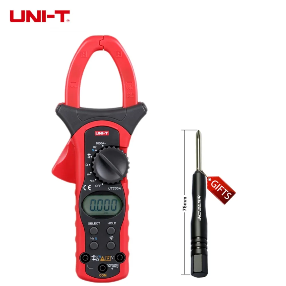 

LCD Backlight UNI-T UT205A Auto Range 1000A Digital Clamp Meters w/ Frequency Duty Cycle Test Multimeter Ammeter Multitester