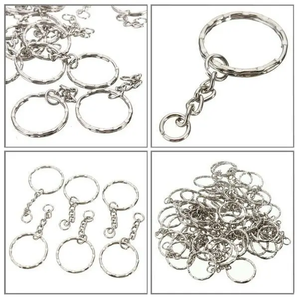 

10/50/100Pcs High Quality Fashion Simple Keyring Blanks Silver Tone Keychain Key Split Rings Car Key Bags Accessories