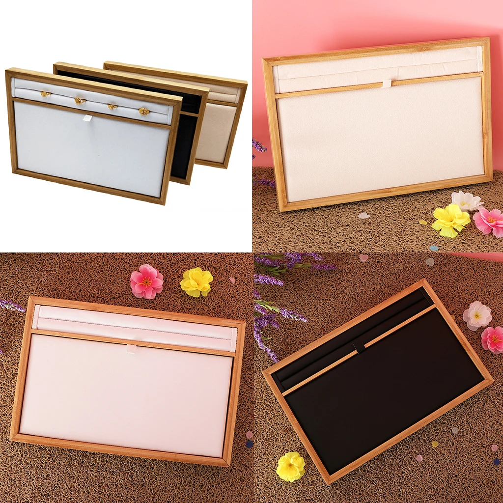Solid Bamboo Wooden Handmade Tray Box Jewelry Display Organizer Storage Tray for Bracelets, Pendant Necklace, Earrings,Rings
