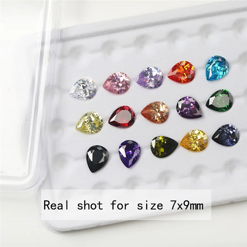 

1pcs Per Color Total 15pcs Pear Shape Loose Cubic Zirconia Stone Mix 15 Colours CZ Synthetic Gemstone for Jewelry Making