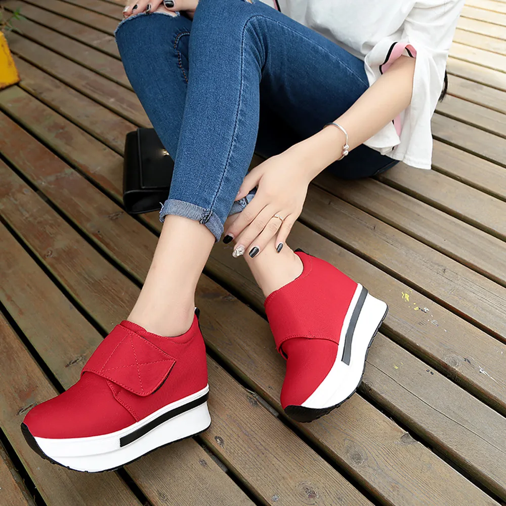 ladies shoes Casual platform Women Wedges Boots Platform Shoes Slip On