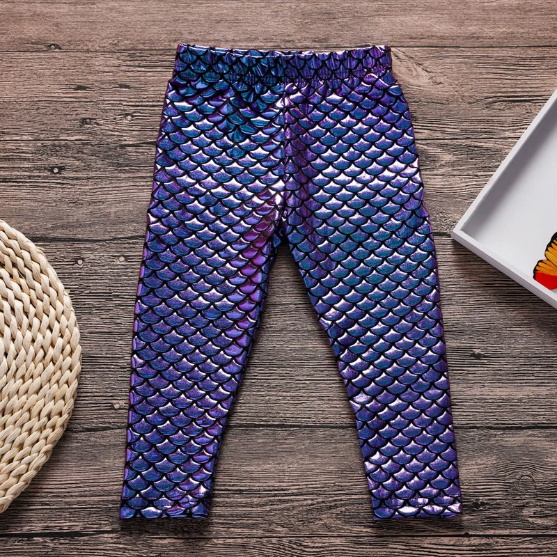 Модные Штаны для маленьких девочек волшебные цветные леггинсы «русалка» с рыбками забавные детские брюки-карандаш костюм на Хэллоуин