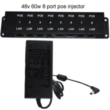 8 портов настенное крепление 10/100 мощность по Ethernet PoE инжектор с 48 Вольт 60 ВАТТ Питание: POE-8-48v60w
