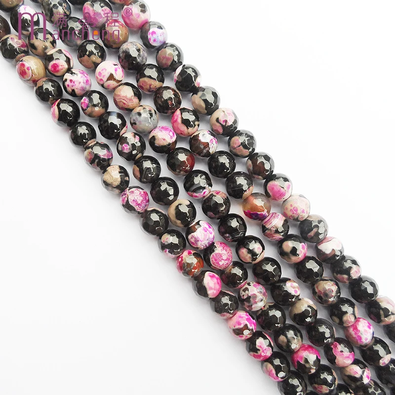 

Natural Cutting Facet 8MM Pink Fire agate beads Stone & Fashion Facet Fire agate Stone bead Loose Beads of jewelry (47-48 bead)