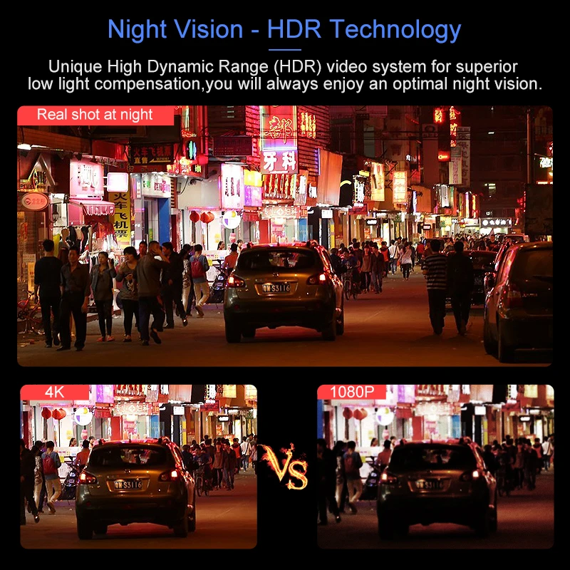 Автомобильный видеорегистратор Junsun 4K 2160P Ultra HD с двумя объективами встроенный GPS