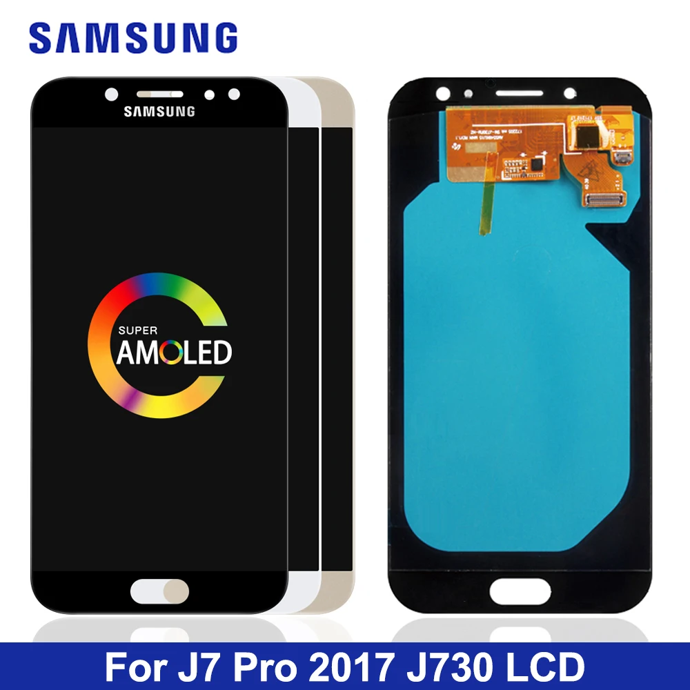 

5.5'' Super AMOLED LCDs For Samsung Galaxy J7 Pro 2017 J730 J730F LCD Display Touch Screen Digitizer Assembly Adjustable